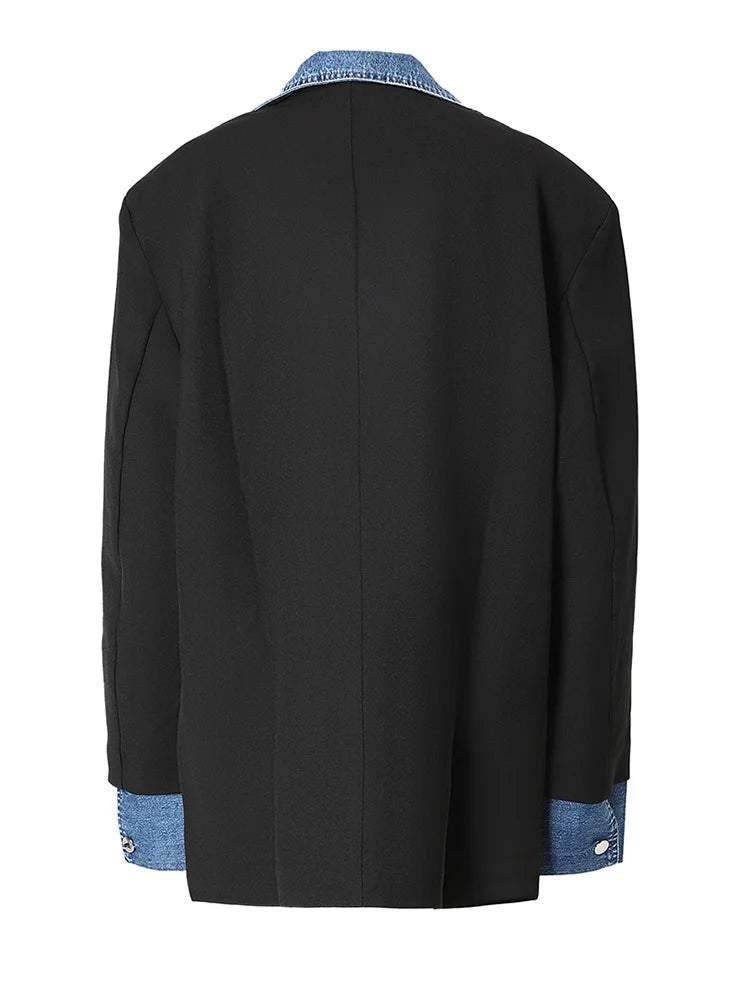 Denim Spliced Blazer