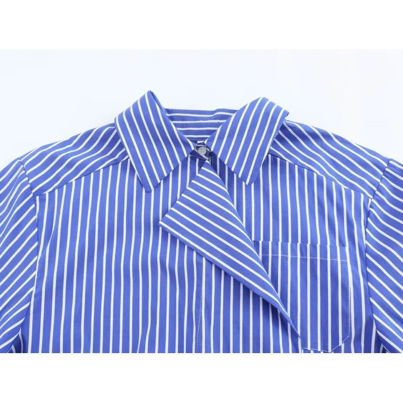 Chemise à revers à rayures chic