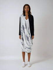 Color-Block Irregular Draped Flow Blouse