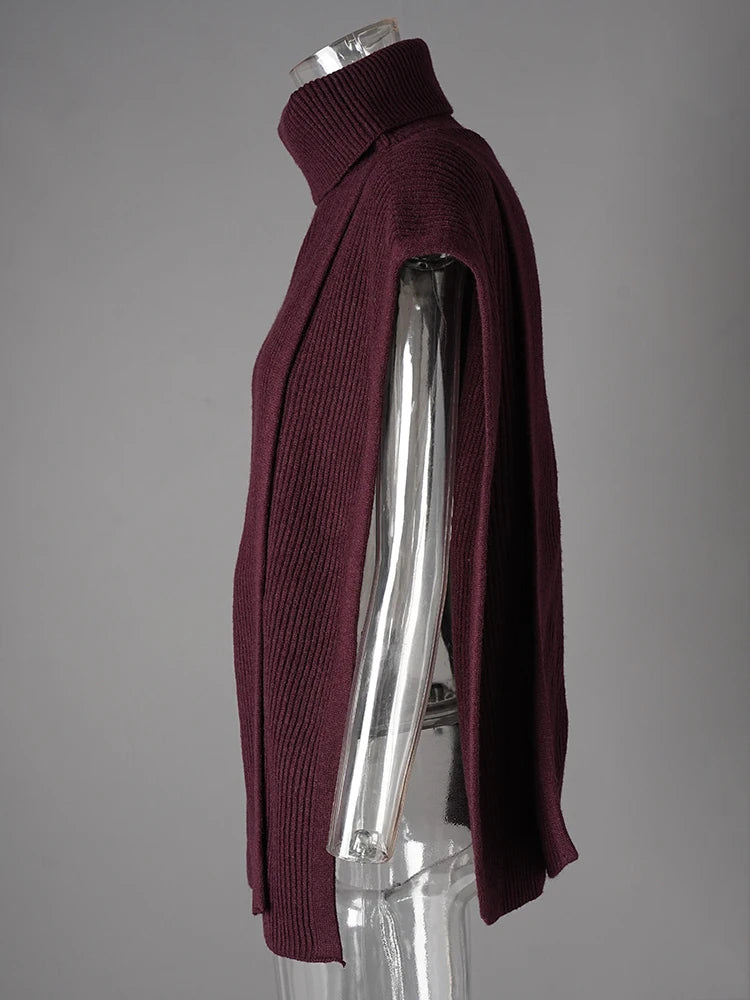 Vin à col roulé en tricot rouge