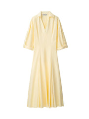 Elegant Lapel Shirt Dress – a-line Long Dress With Half Sleeves