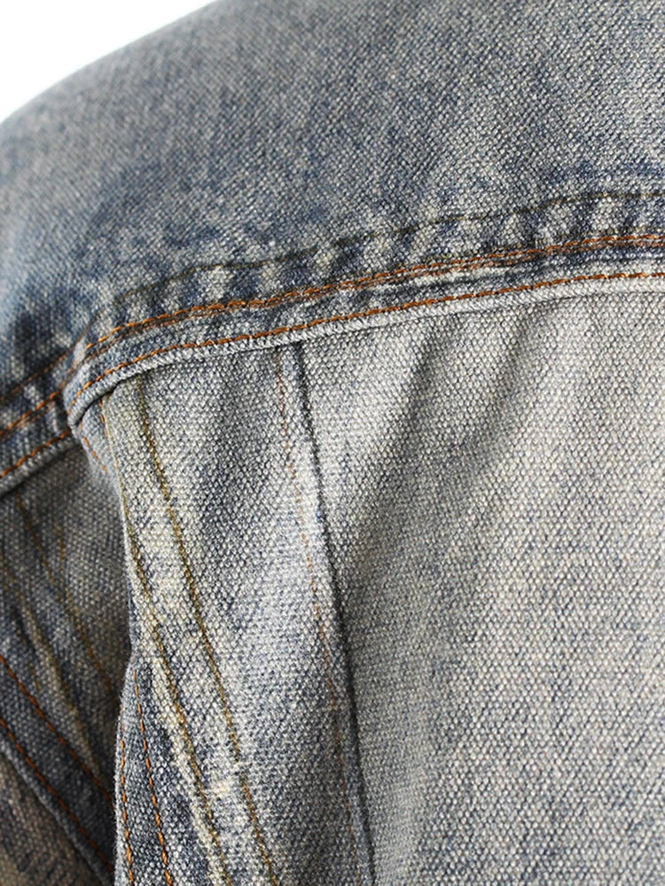Denim Printed Color-block Jacket