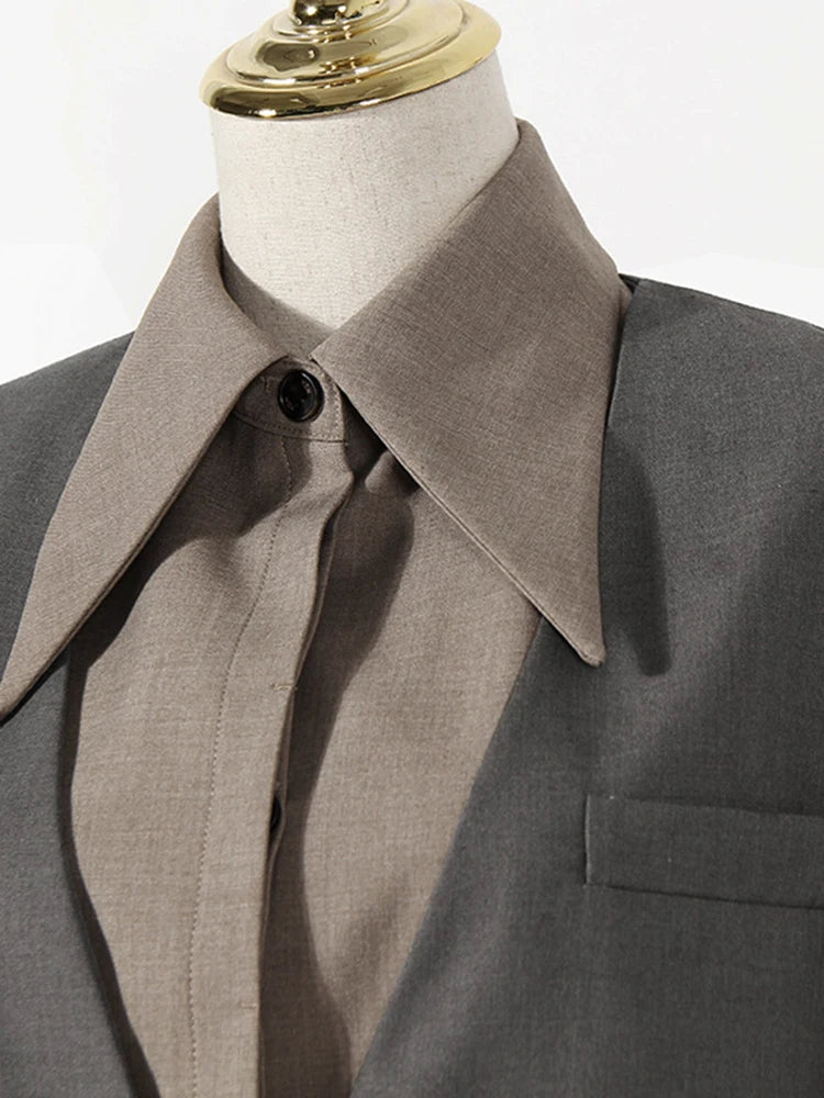 Color-block Hollow Blazer
