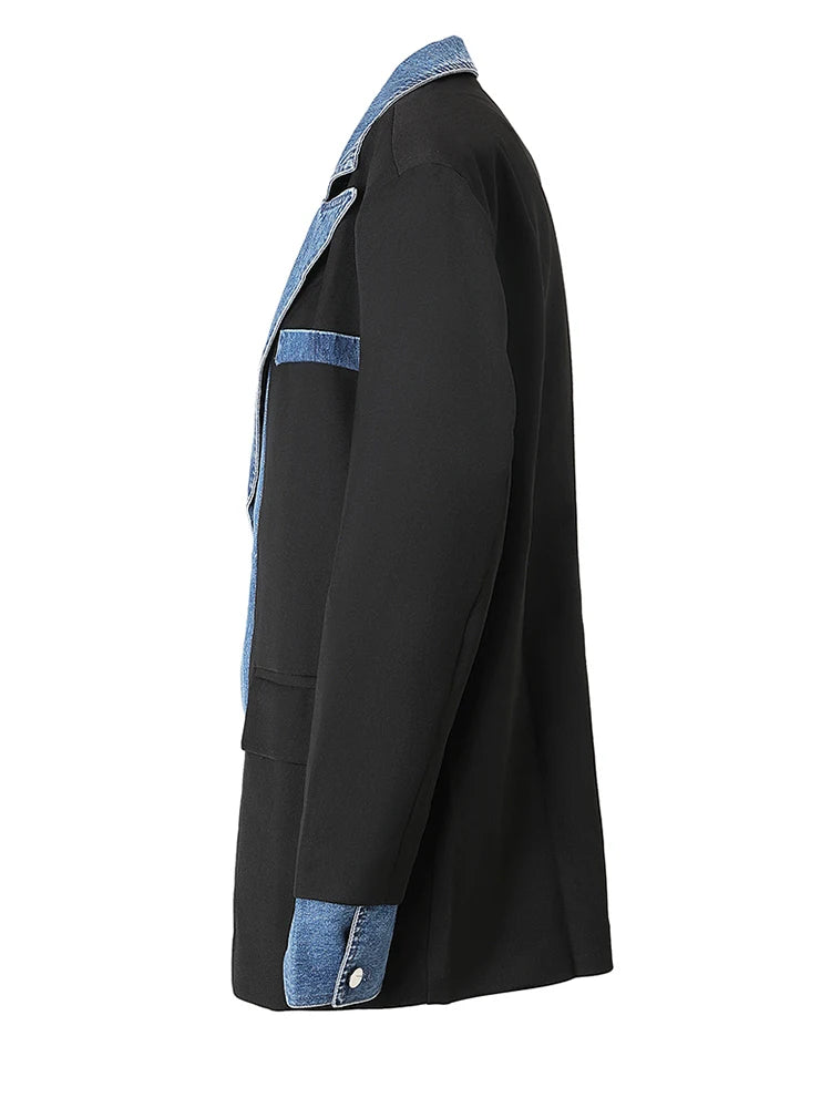 Denim Spliced Blazer