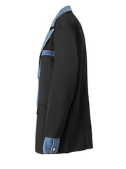 Denim Spliced Blazer