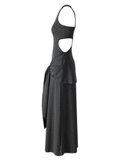 Dark Gray Hollow-out Bandage Vest Dress