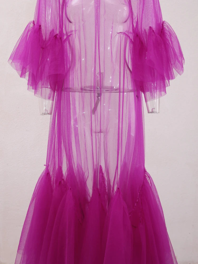 Robe en mailles de volants