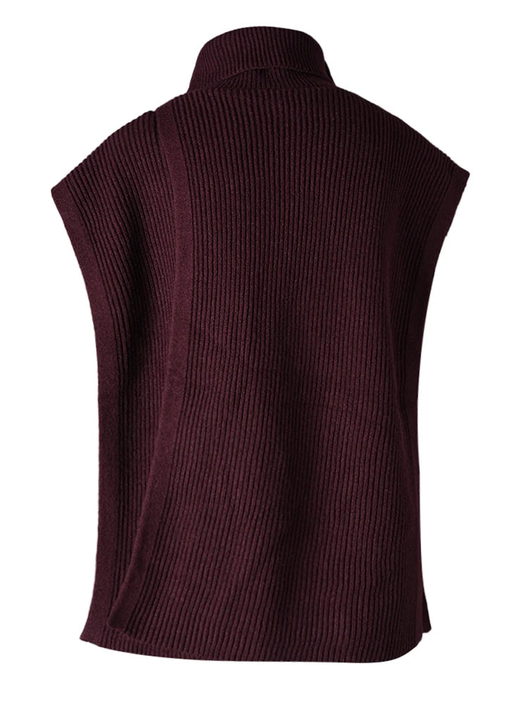 Vin à col roulé en tricot rouge