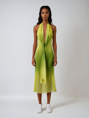 Halter Knot Printed Maxi – V-neck Summer Dress