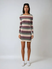 Textured Slim Sweater Dress – Striped Long Sleeve Mini With Round Neck