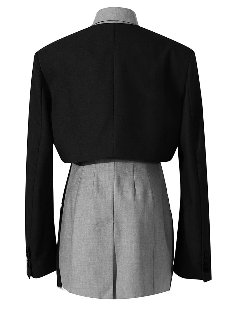 Color-block Hollow Blazer