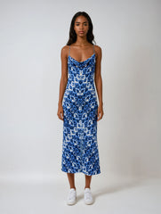 Plaid Ruffle Halter Midi Dress