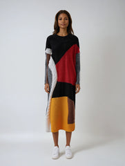 Black Multi-Color Block Oversized Sweater Dress