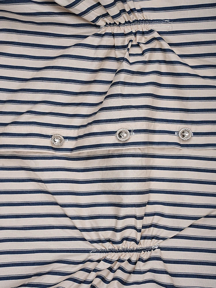 Stripe Spliced Denim Shirt