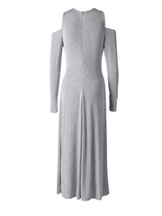 Slim Fit Gray Knot Detail Hollow-out Midi Dress
