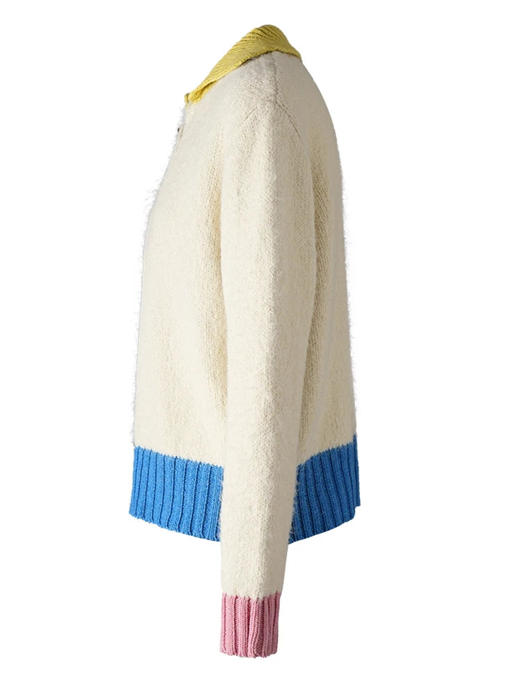 Pull à col multicolore