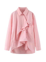 Chemisier décontracté asymétrique rose