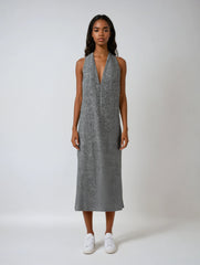 V-neck Halter Backless Midi Dress