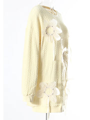 Pull à perles florales