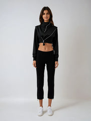 Asymmetrical Turtleneck Zip Hoodie