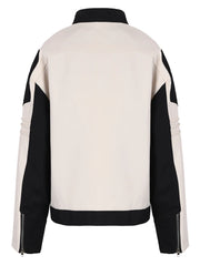 Faux Leather Color-Block Jacket