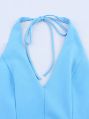 Pleated Halter Mini Dress – Summer Blue Edition