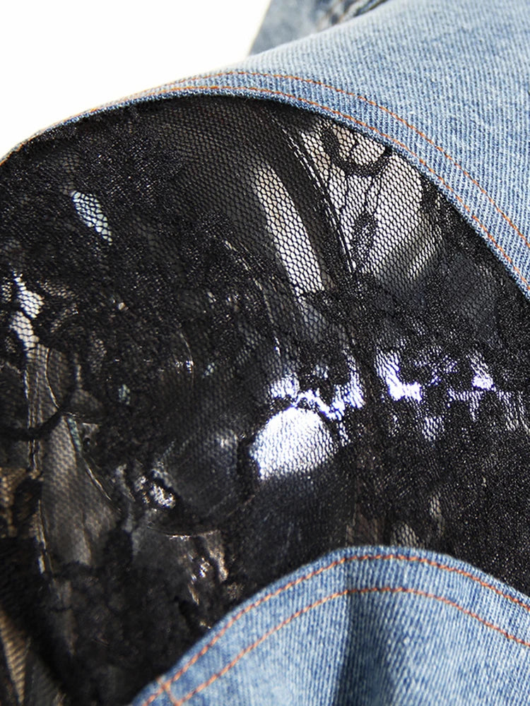 Haut en dentelle en denim