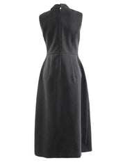 Gray Mesh Topstitched Long Dress