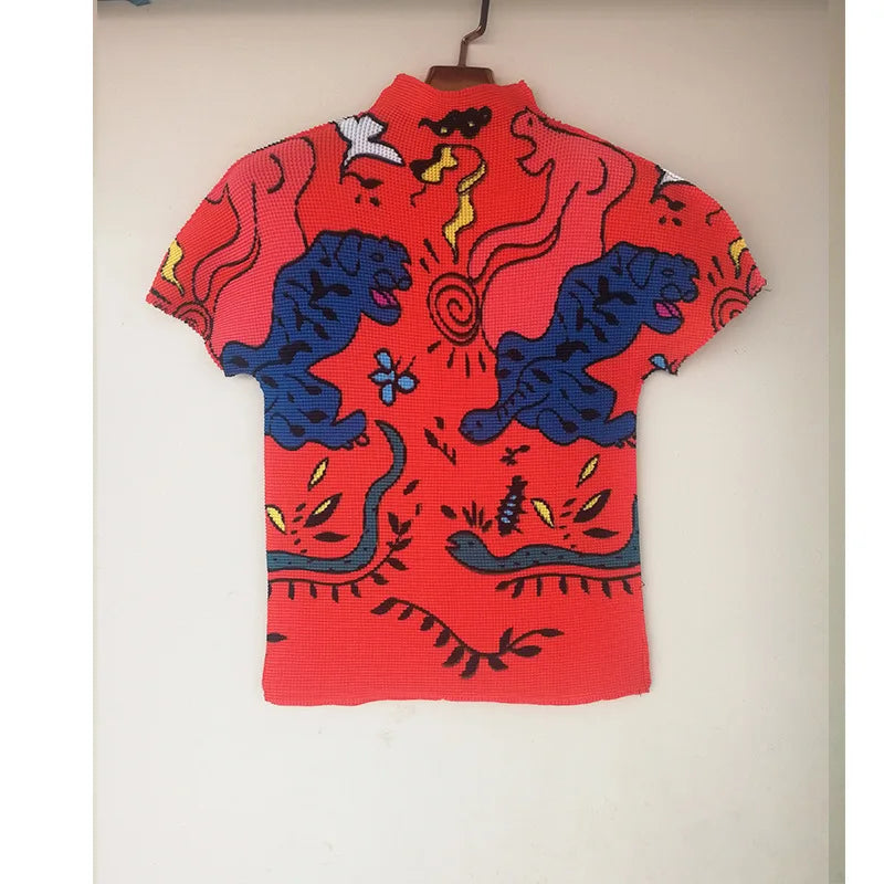 T-shirt plissé à col roulé