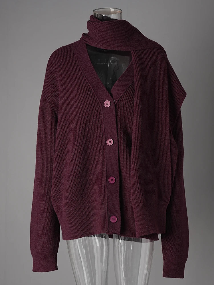Cardigan en tricot rouge du vin