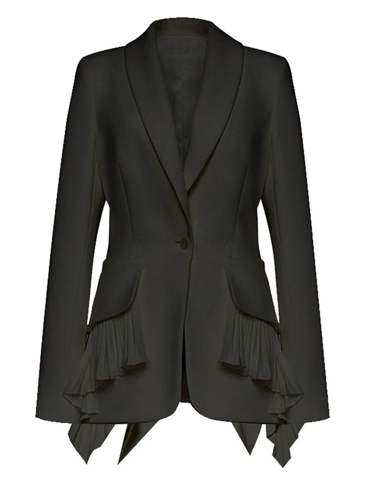 Blazer à volants plissés irréguliers