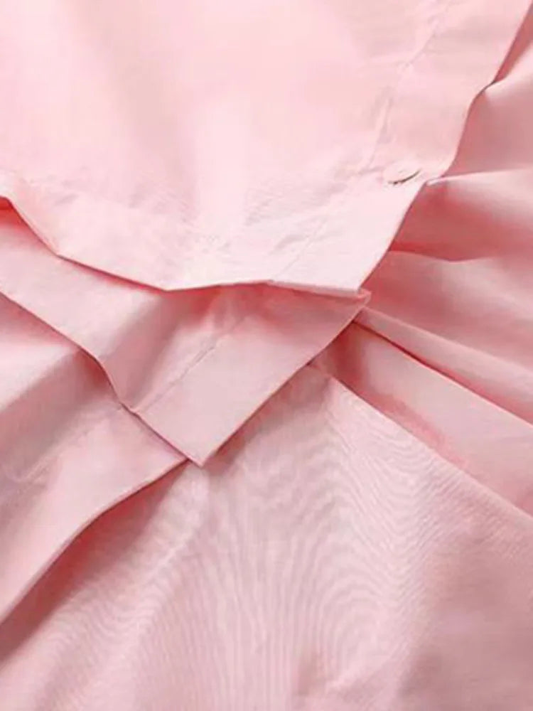 Chemisier décontracté asymétrique rose