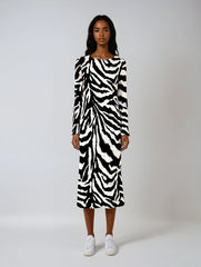 Printed Flare-sleeve Maxi Dress – High Street Long-sleeve Style for Spring