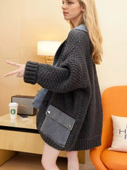 Manteau de pull épissé en jean