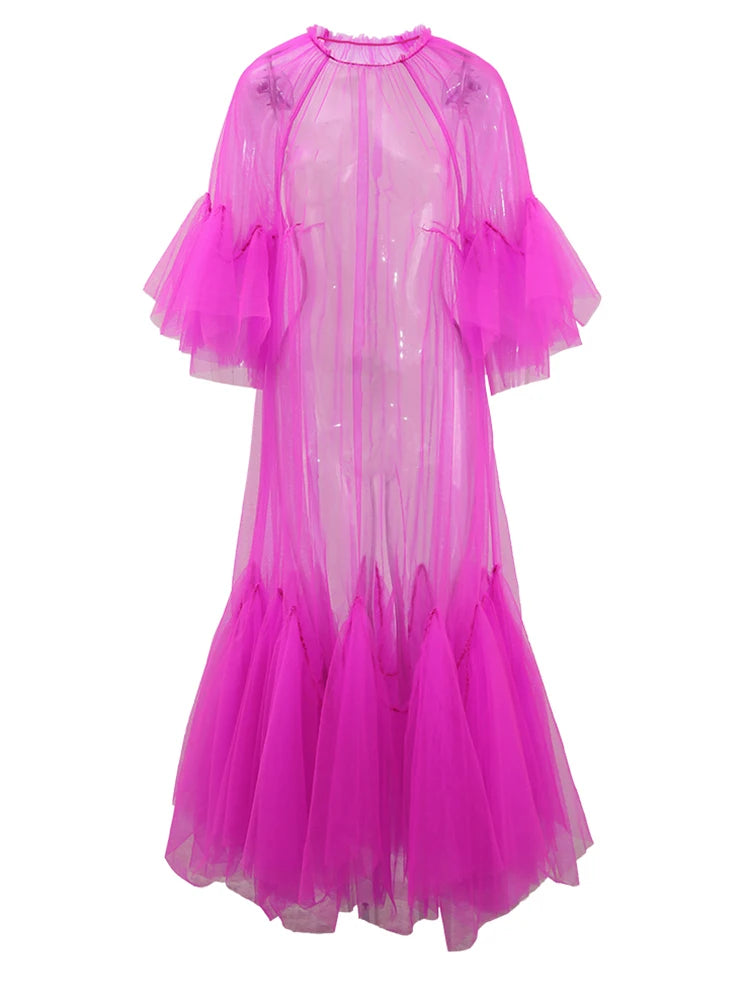 Robe en mailles de volants