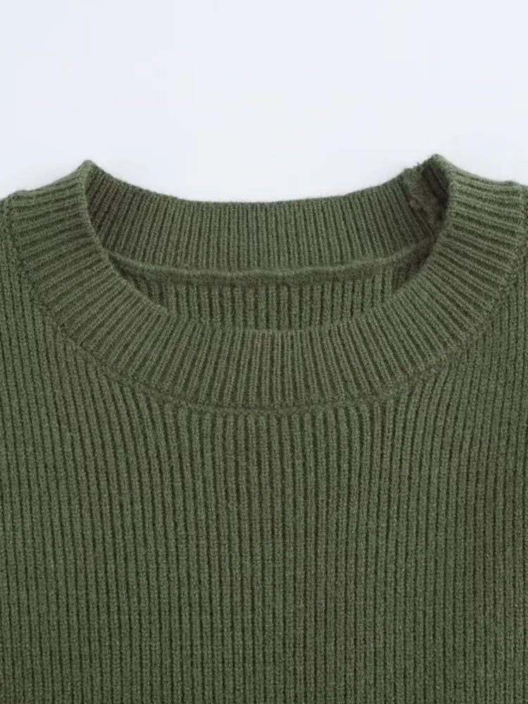 Pull d'ourlet en tricot vert