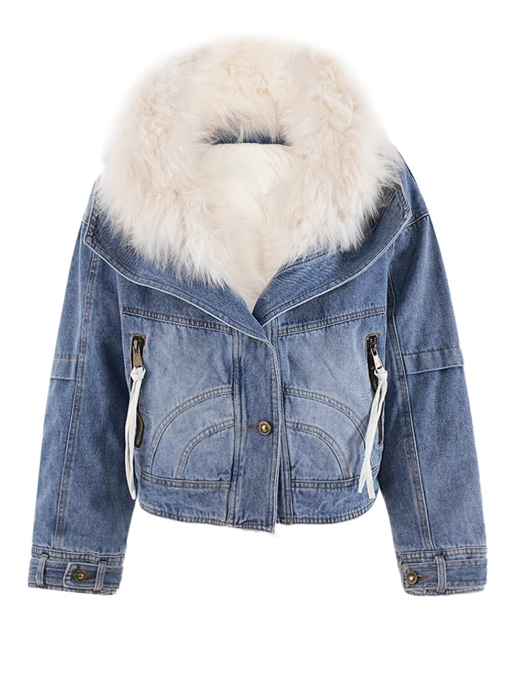 Veste en denim en fourrure