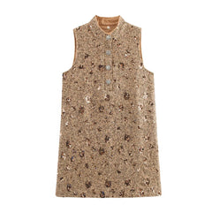 Xiaoxiang Coarse Floral Beaded Vest Dress