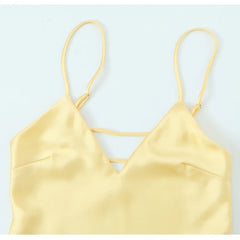 Yellow Satin Slip Dress