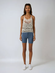 Knitted Halter Backless Tie-Detail Top