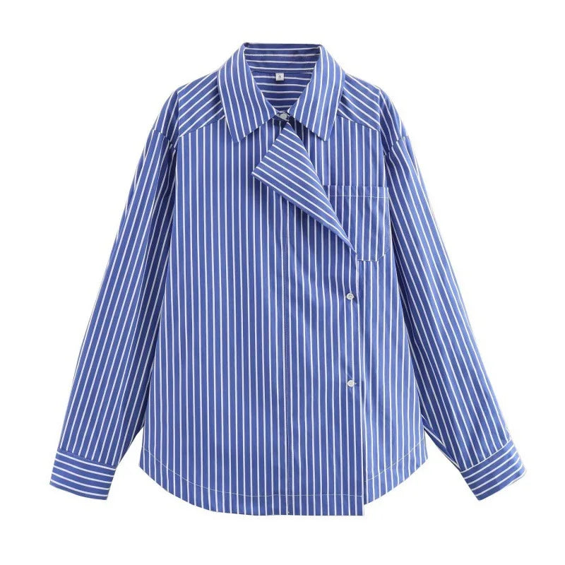 Chemise à revers à rayures chic