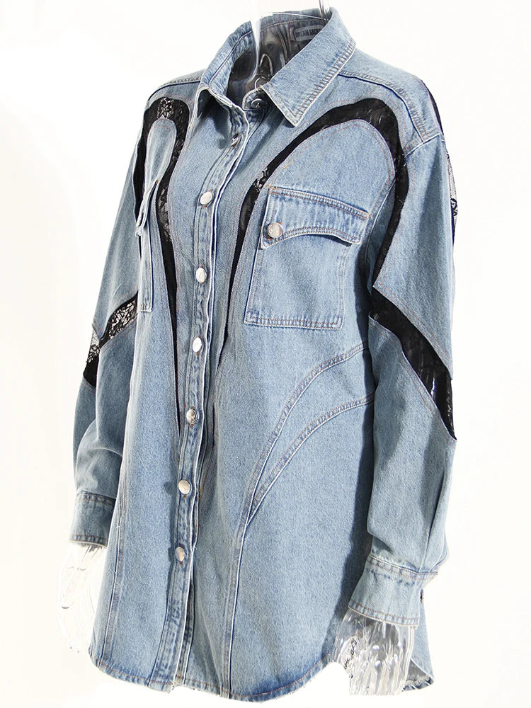 Haut en dentelle en denim