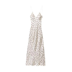 Polka Dot V-neck Sling Dress – Backless Long Summer Camisole Style
