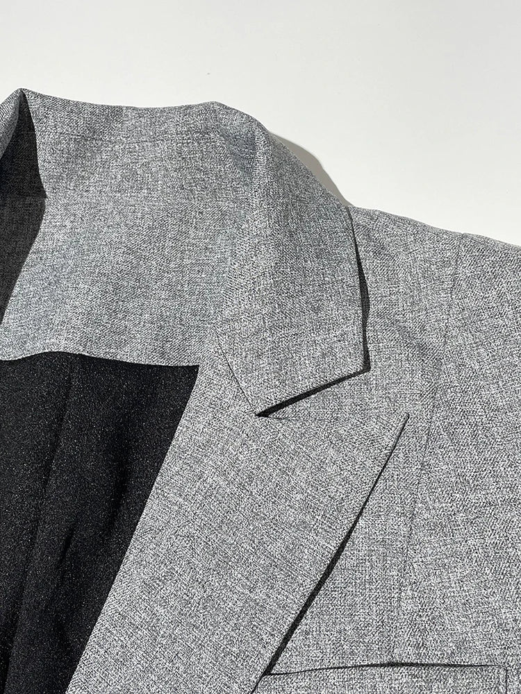 Gray Striped Bandage Blazer