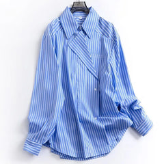 Chemise à revers à rayures chic