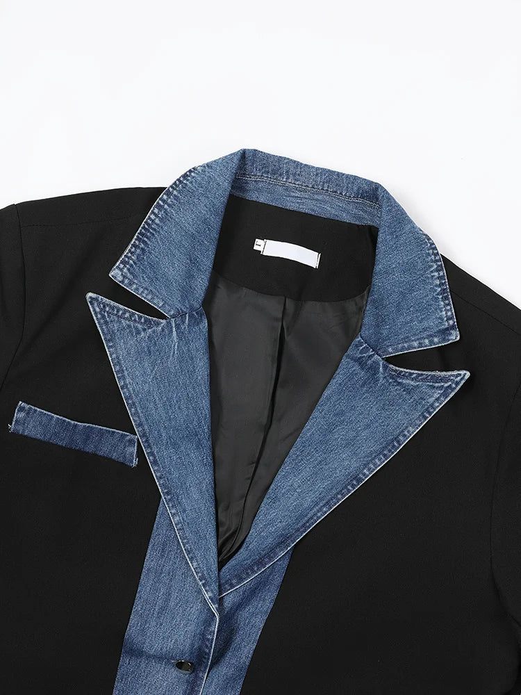Denim Spliced Blazer