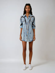 Denim Lace Panel Top – Cotton-poly Textured Fusion