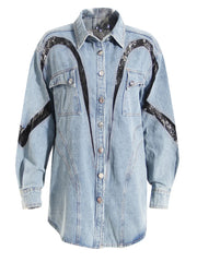 Haut en dentelle en denim