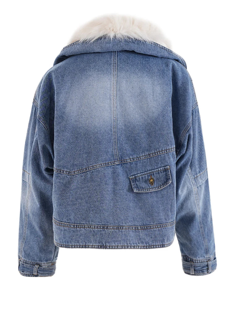 Veste en denim en fourrure