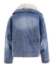 Veste en denim en fourrure
